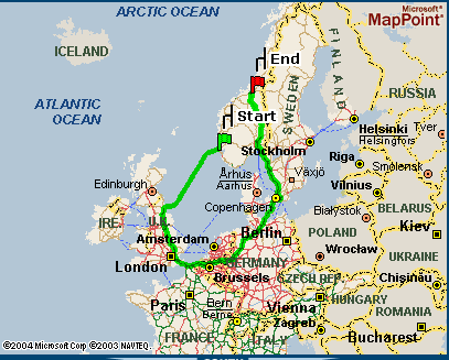 Viking route using Microsoft MapPoint